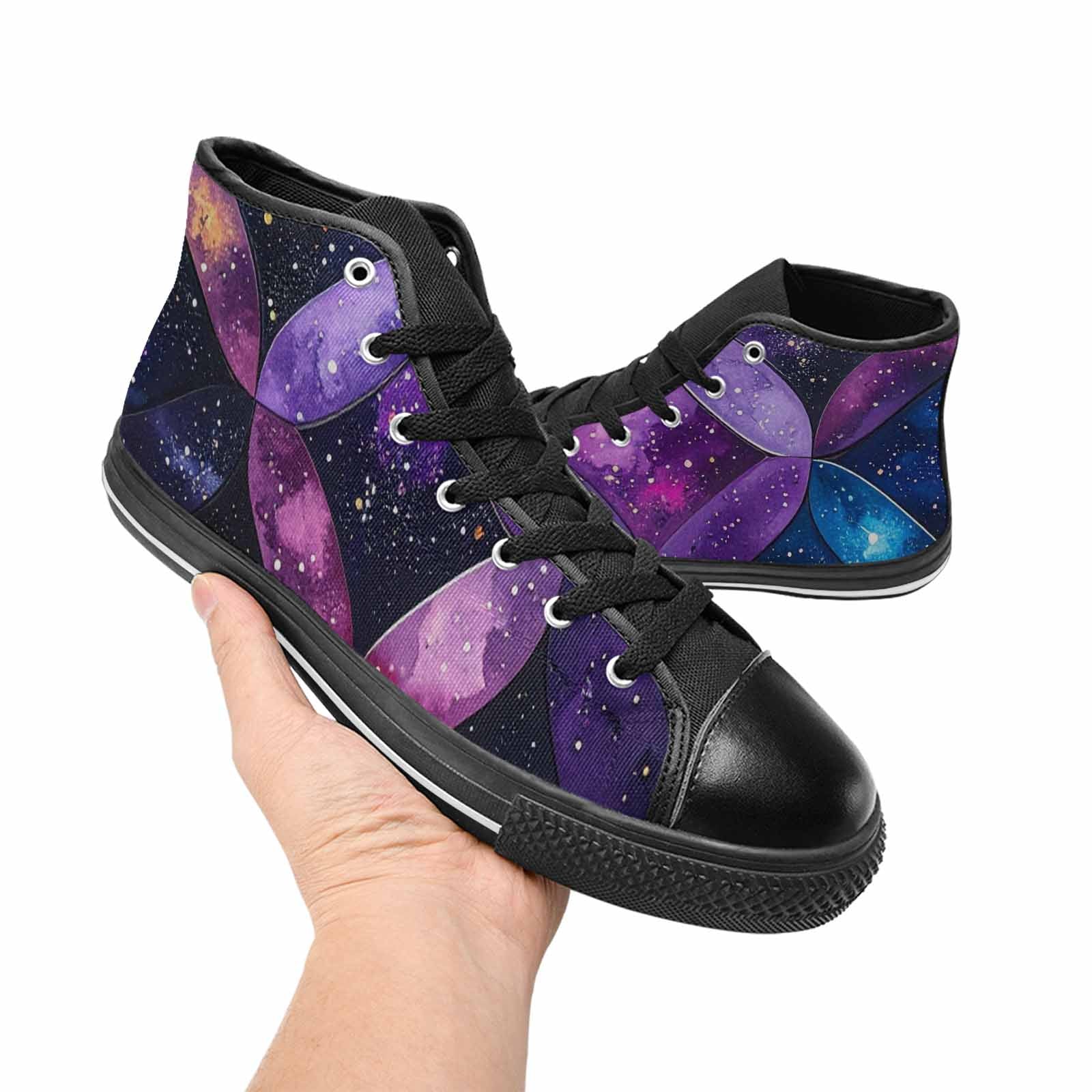 WOMEN'S Galaxy Stars Nebula High Top Canvas Vibrant Chaos Custom Shoes