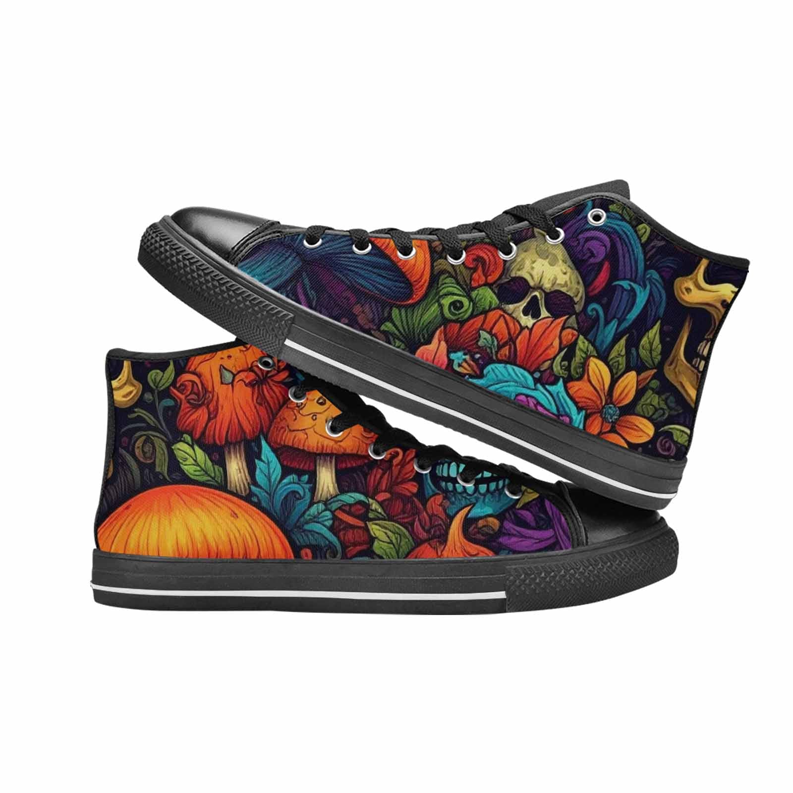WOMEN'S Mushrooms And Skulls High Top Canvas Aesthetic Shoes