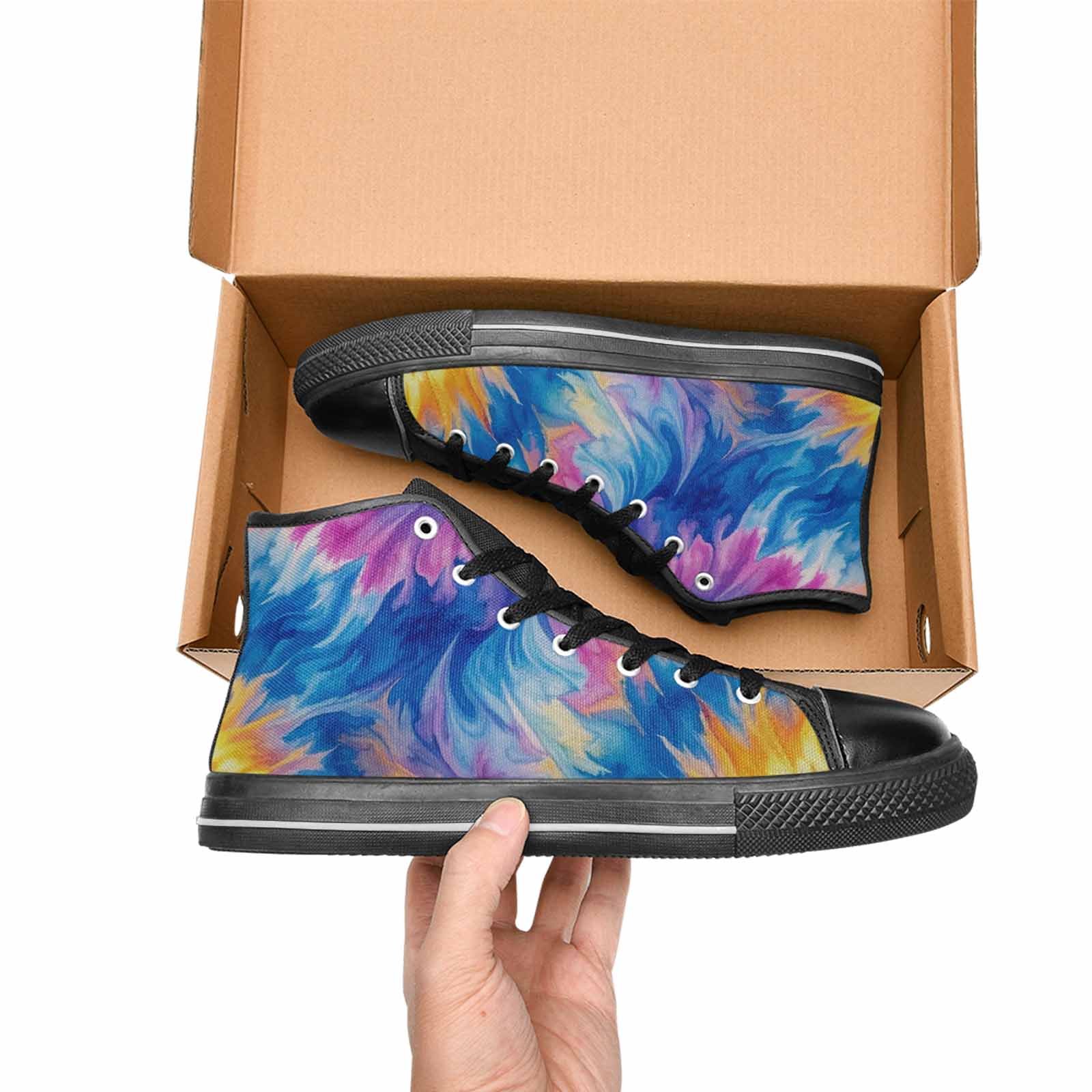 MEN'S Tie Dye Swirl High Top Canvas Y2K Custom Shoes