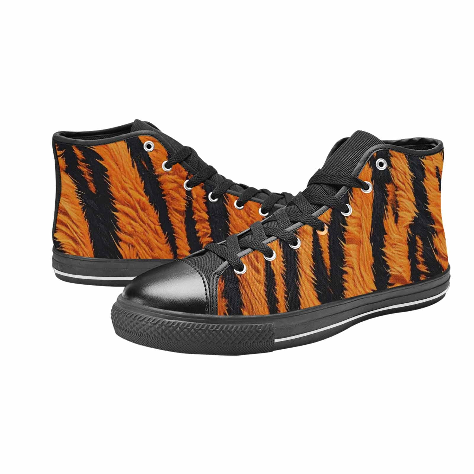 WOMEN'S Bold Tiger Stripe High Top Canvas Neon Fantasy Custom Shoes