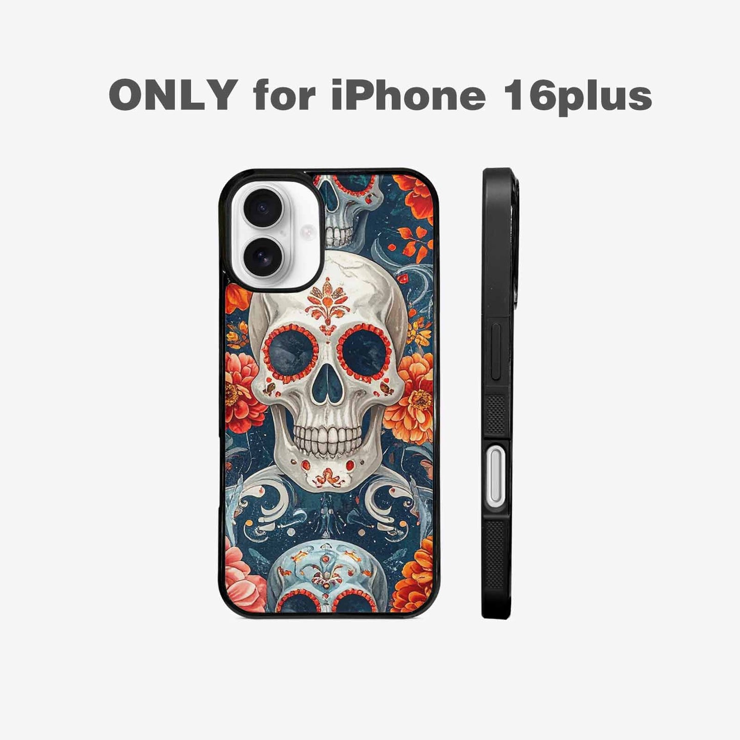 iPhone 16 Plus Case — Marble Skull Custom, Custom Phone Case
