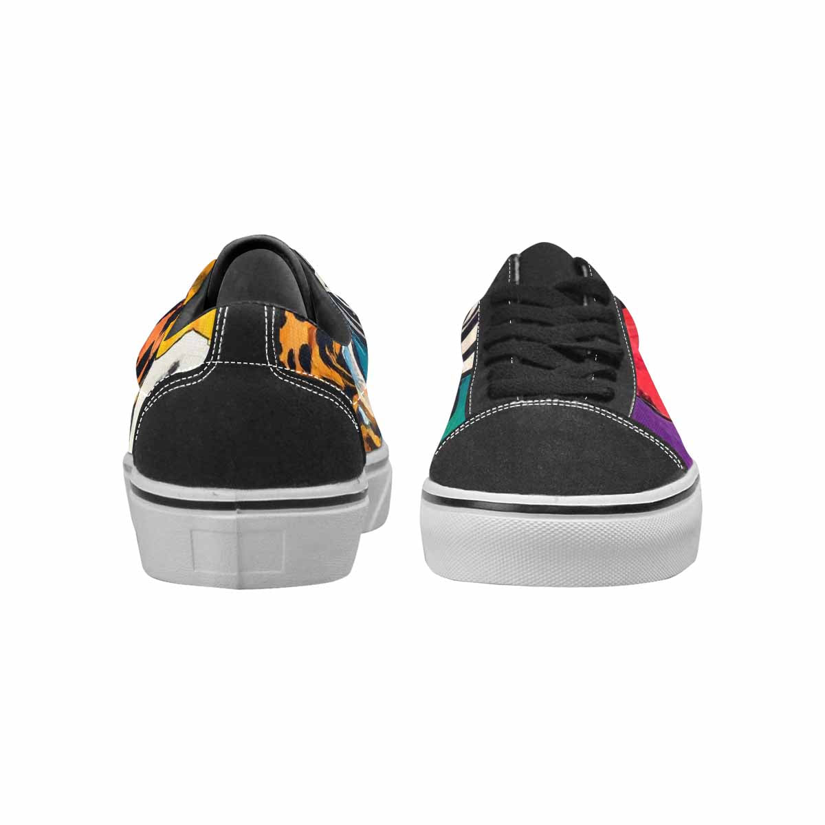 WOMEN'S Full Color Vibrant Animal Lace-Up Canvas Vibrant Chaos Custom Sneakers