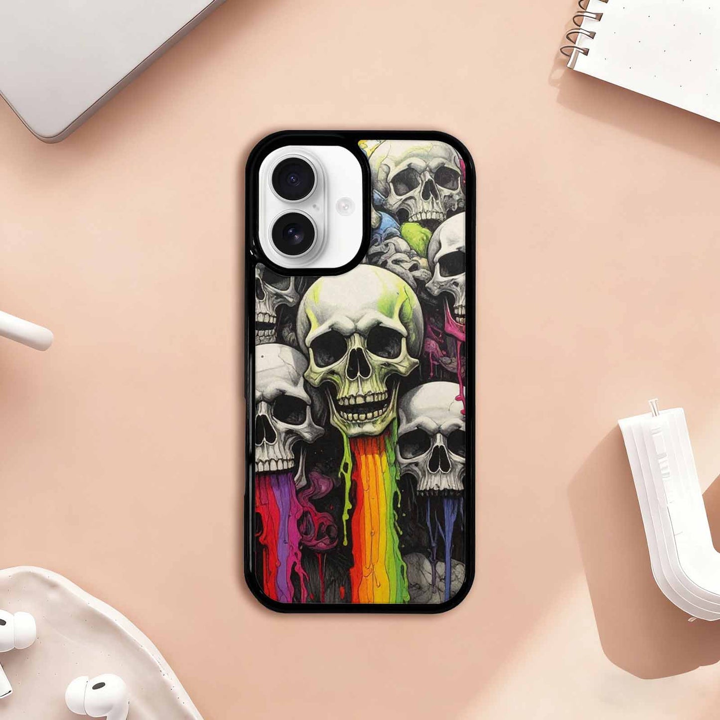 iPhone 17 Case — Rainbow From Skull\'s Mouth Gothic Skulls, Custom Print Case Cover