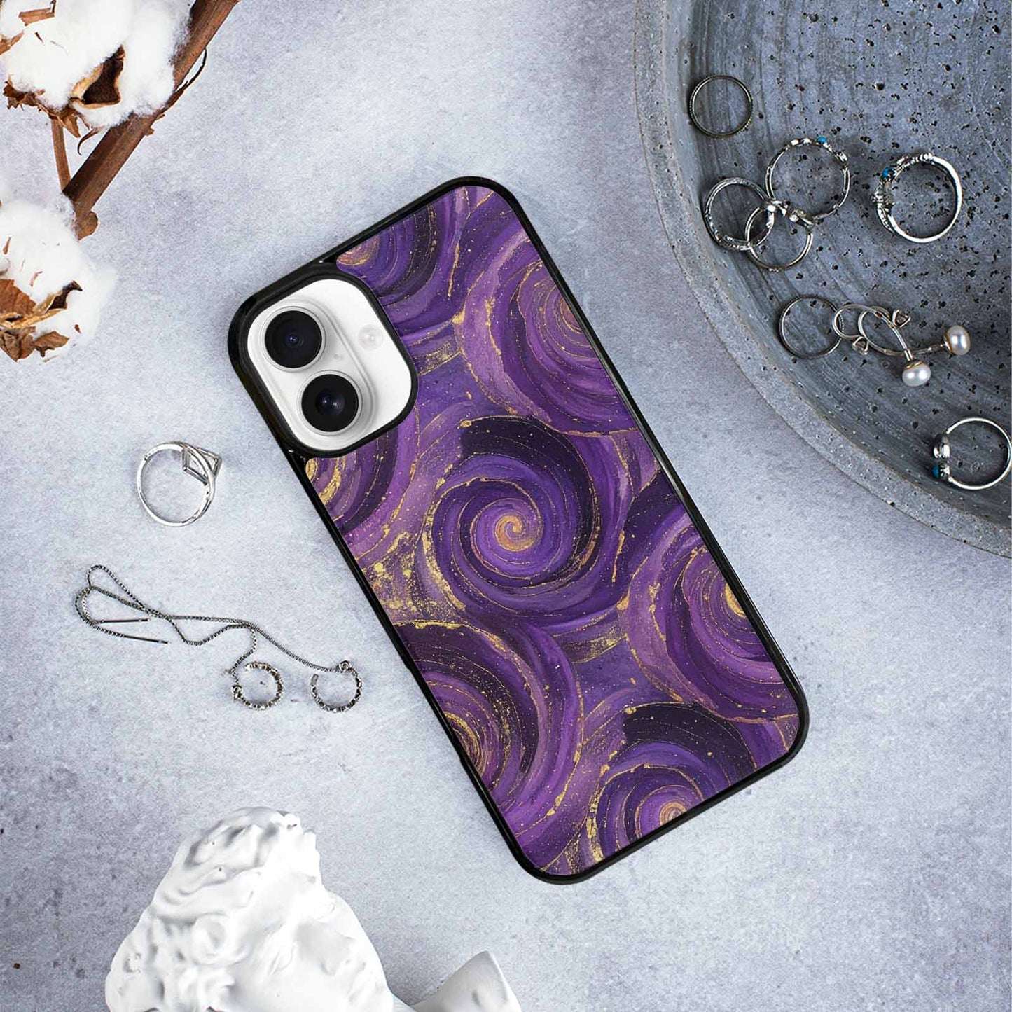 iPhone 16 Plus Case — Swirling Brushstroke Starry Night Texture Blended, Custom Phone Case