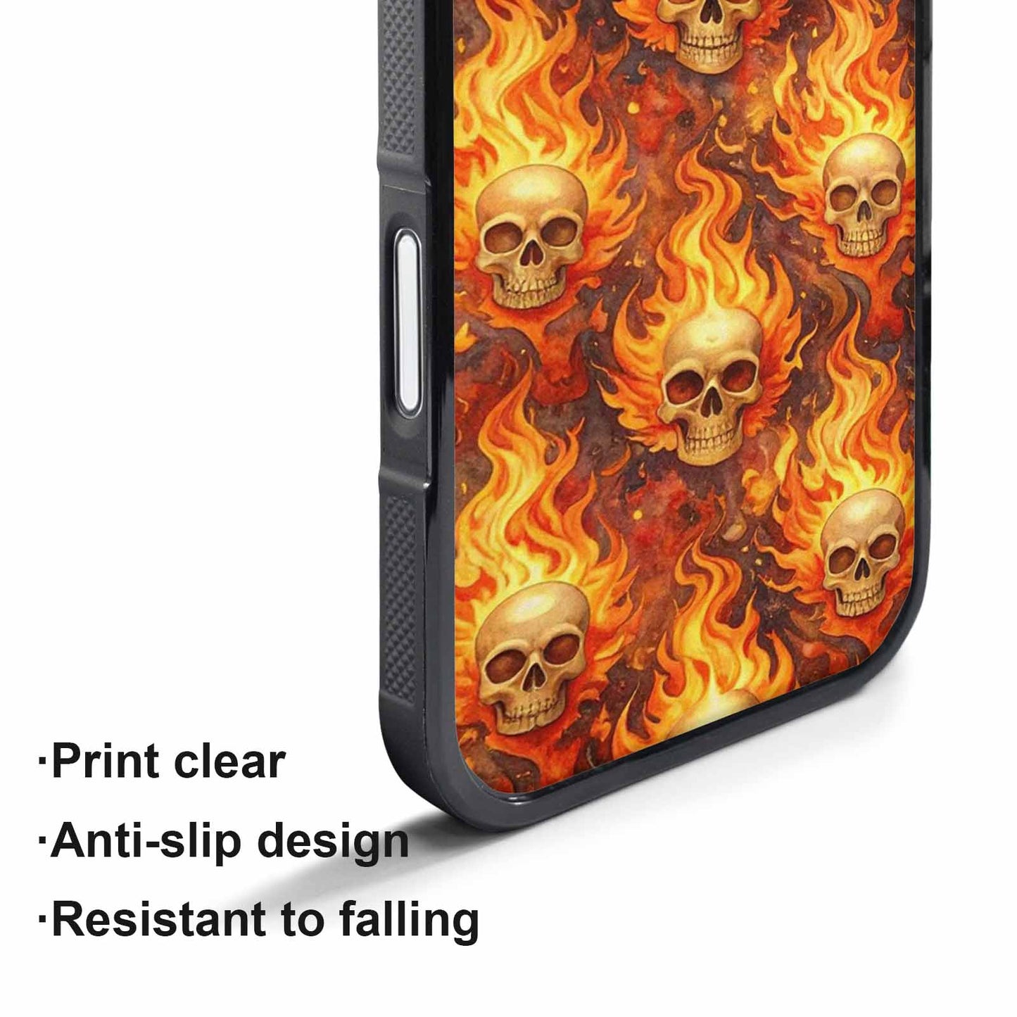 iPhone 17 Pro Case — Skulls Flaming Skulls Small Skull Gothic, Unique Phone Case Design