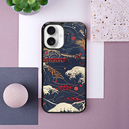 iPhone 16 Case — Samurai Art Repeat Pattern, Custom Designed Case Cover