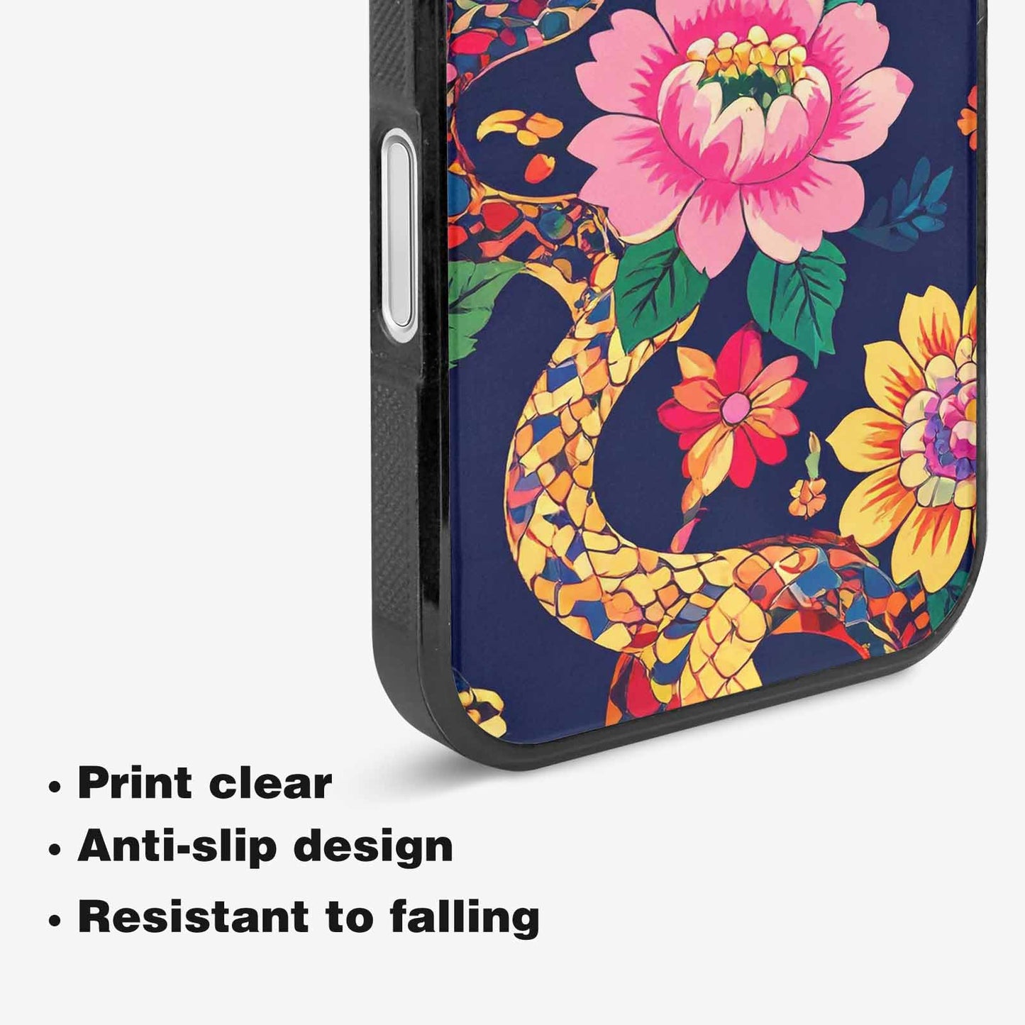 iPhone 16 Case — Floral Snake Print Custom, Custom Print Case Cover