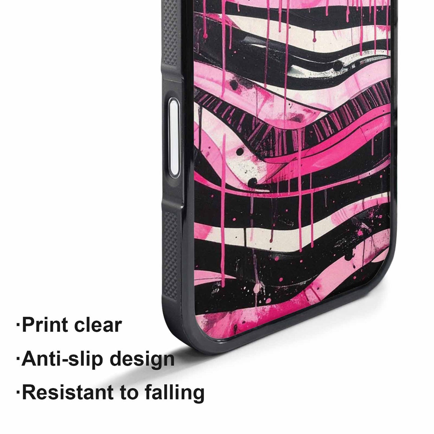iPhone 17 Pro Case — Black Pink Ink Zebra Stripe Animal, Custom Made Phone Cover