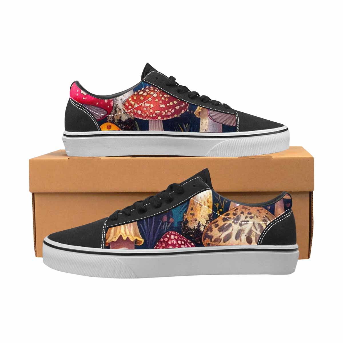 WOMEN'S Mushrooms Lace-Up Canvas Cottagecore Custom Sneakers