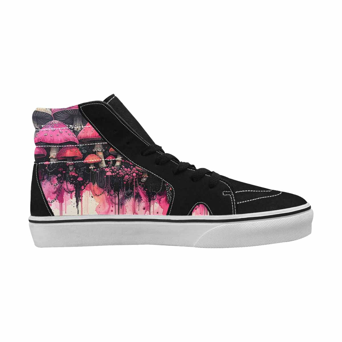 MEN'S Rainbow Drip Mushrooms High Top Canvas Vibrant Chaos Custom Sneakers