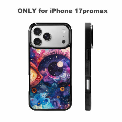 iPhone 17 Pro Max Case — Cartoon Eyeballs Galaxy Space, Unique Phone Case Design