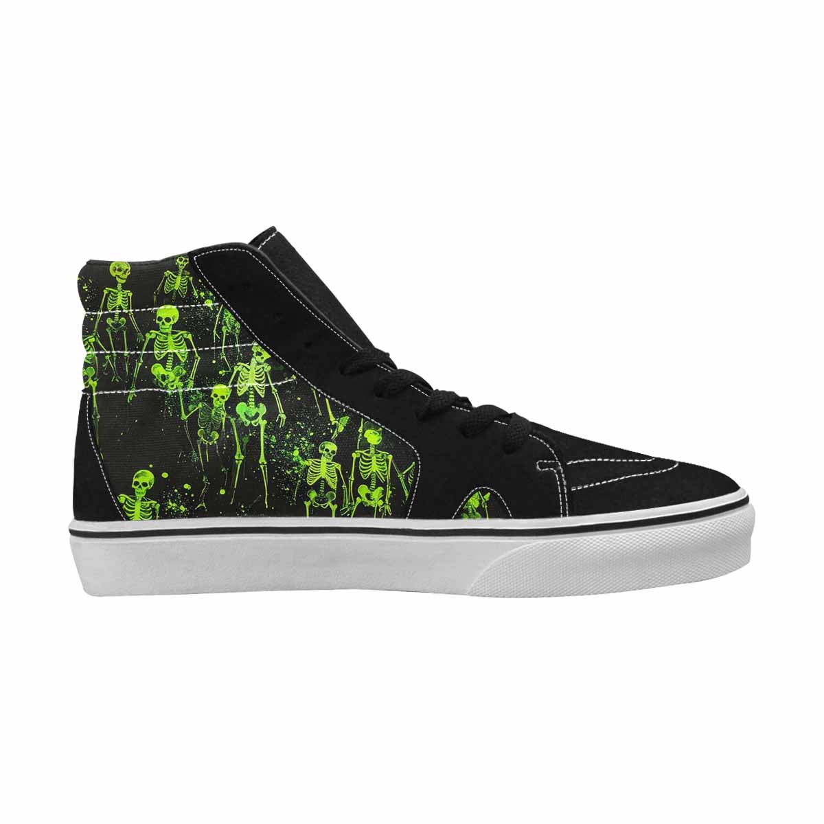 MEN'S Skeletons × Neon Green High Top Canvas Dark Academia Sneakers