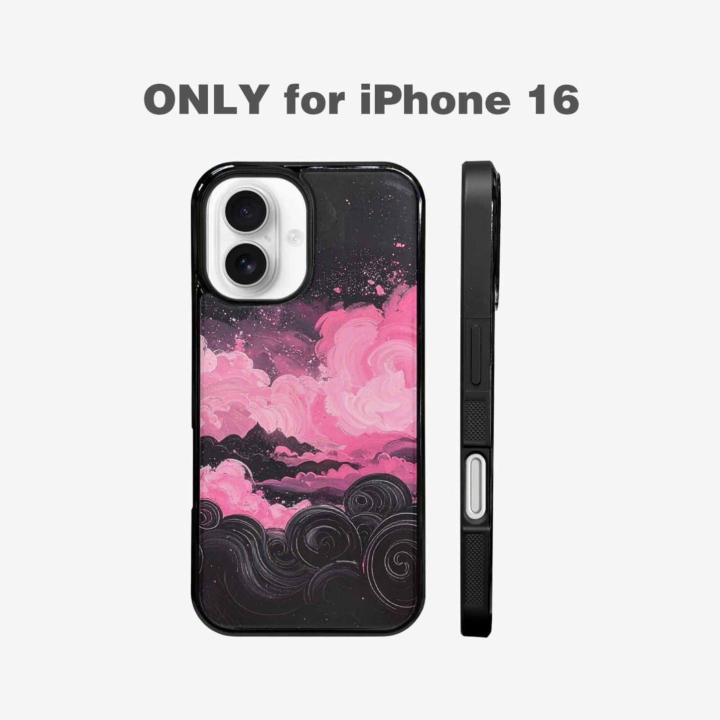 iPhone 16 Case — Van Gogh Swirl Black Pink Ink, Custom Print Case Cover