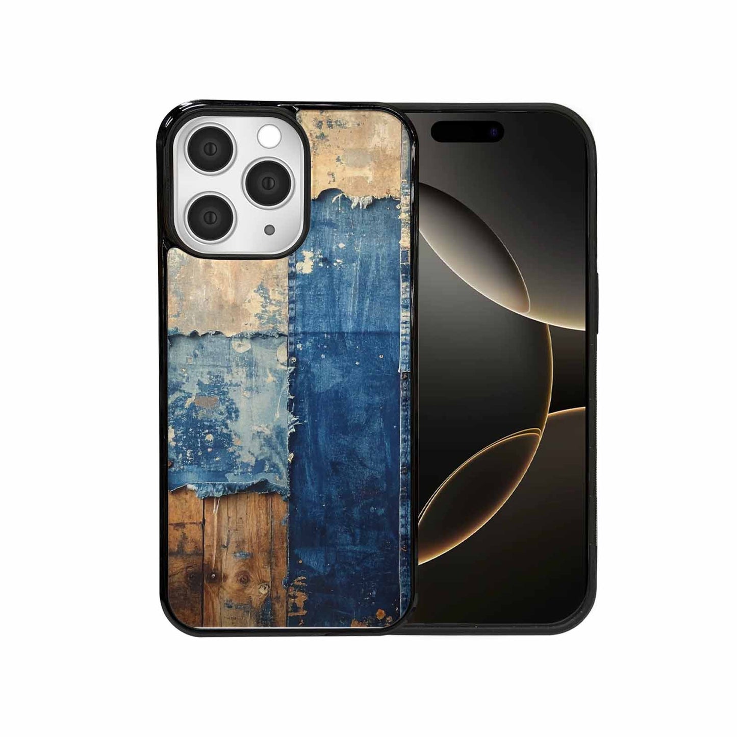iPhone 15 Pro Max Case — Denim Distressed Textures Print Edge To, Customized Protective Case