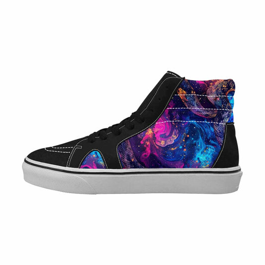 WOMEN'S Galaxy Snake Print High Top Canvas Vivid Custom Sneakers