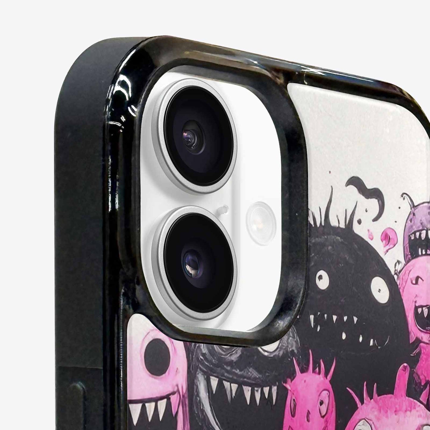 iPhone 16 Plus Case — Monsters General Black Pink Ink Cartoon, Customized Protective Case
