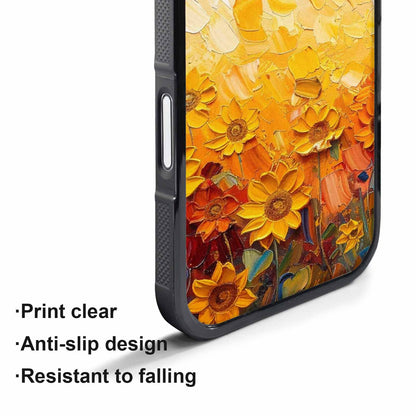iPhone 17 Air Case — Impressionist Sunflower Brushstroke Pattern Hundreds Floral, Personalized Phone Case