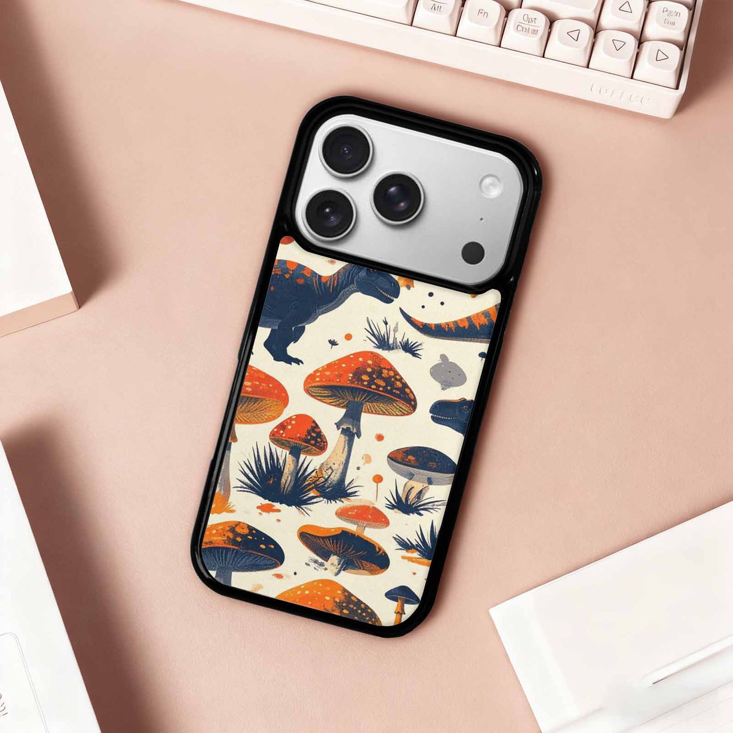 iPhone 17 Pro Case — Vintage Dinosaurs Mushroom Retro Vintage, Original Design Phone Case
