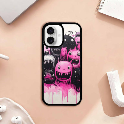 iPhone 17 Case — Monsters (general) Black &amp; Cartoon Cute, Custom Print Case Cover