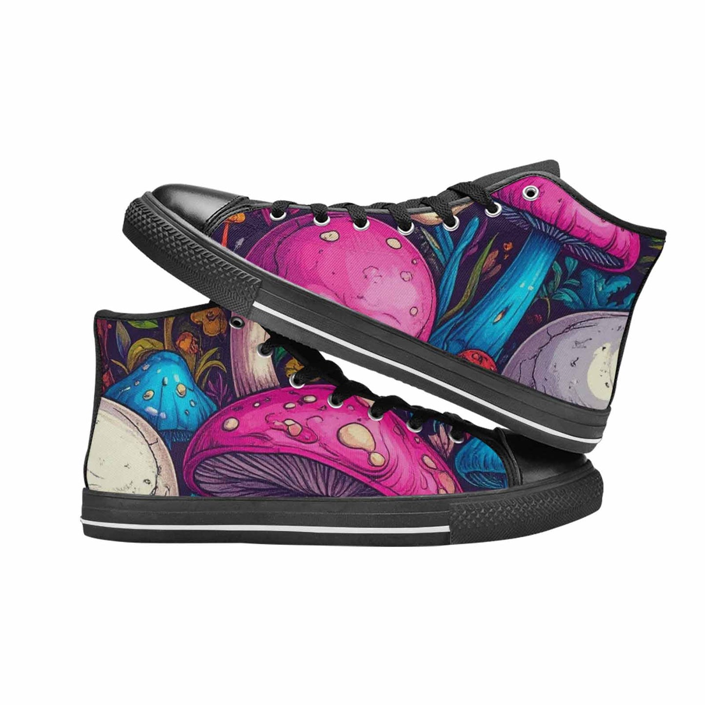 MEN'S Mushroom Skull High Top Canvas Dark Academia Custom Shoes