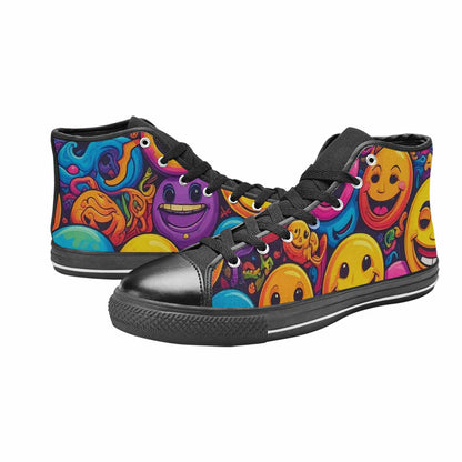 MEN'S Yellow Smiley Face High Top Canvas Dreamcore Sneakers