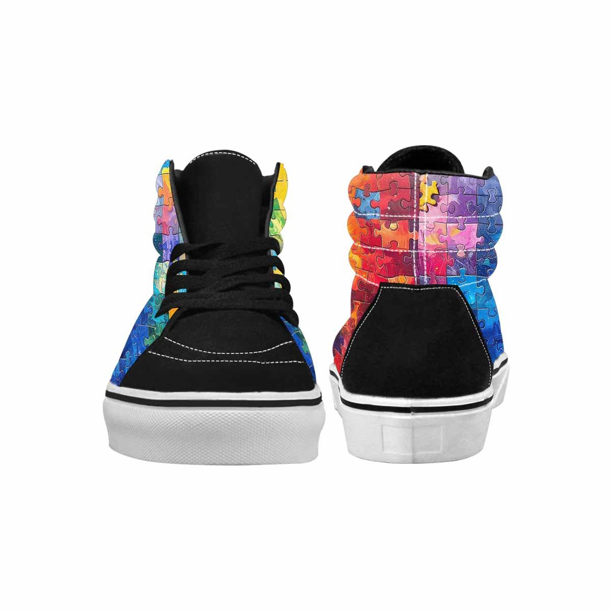 MEN'S Autism Puzzle Pieces High Top Canvas Neon Fantasy Shoes