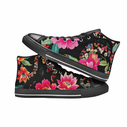 WOMEN'S Floral Snake Print High Top Canvas Cottagecore Shoes