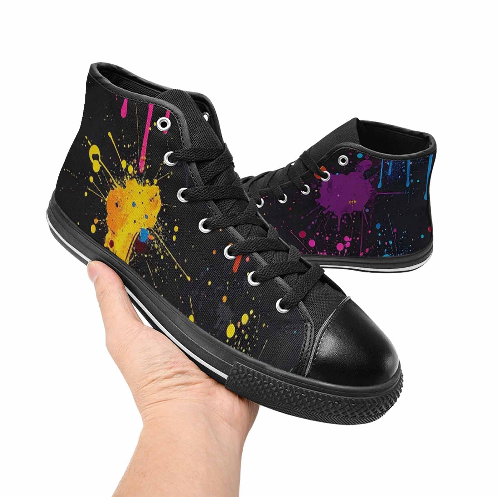 WOMEN'S Paint Splatter High Top Canvas Wallpaper Art Custom Sneakers