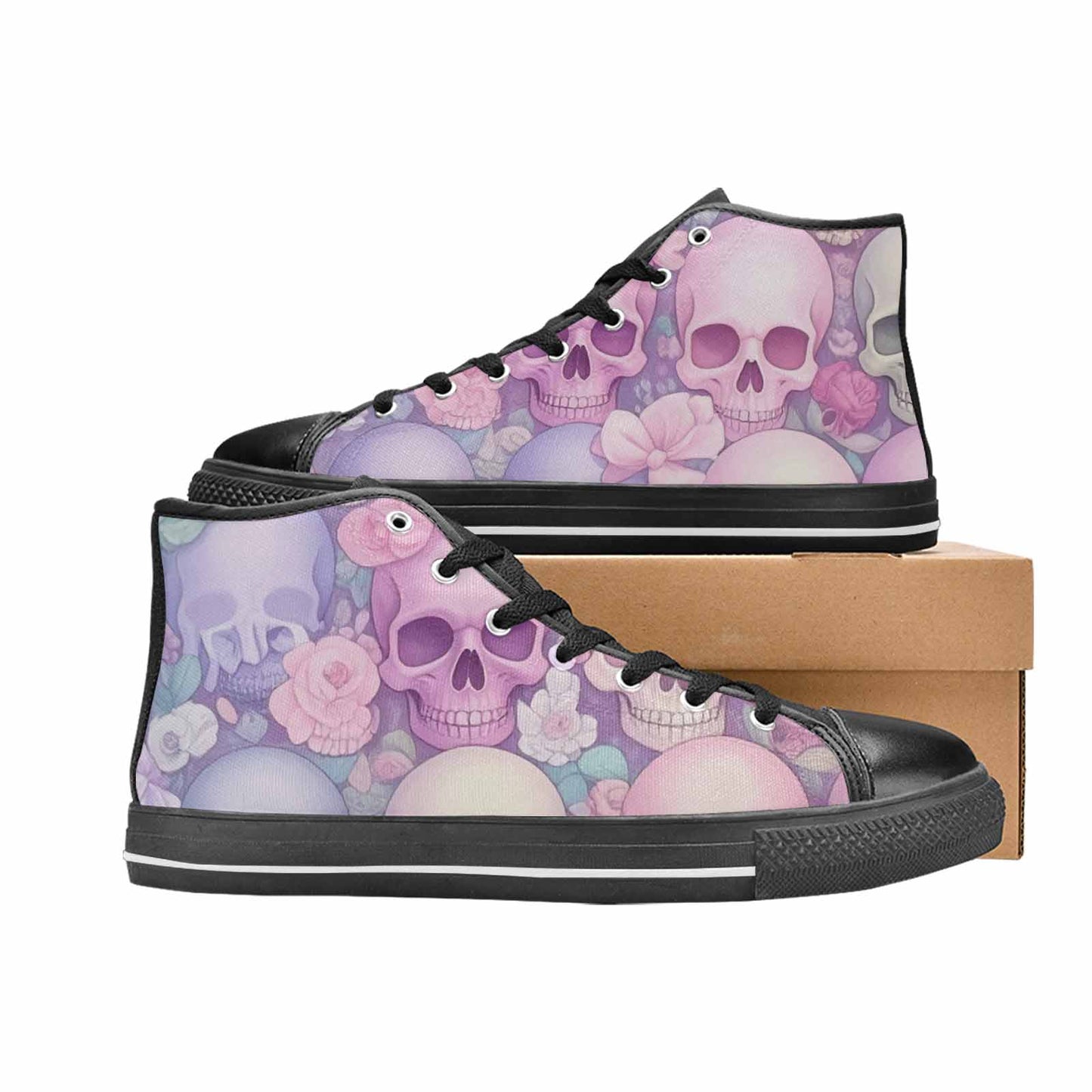 MEN'S Skulls - Pastel High Top Canvas Grunge Custom Shoes