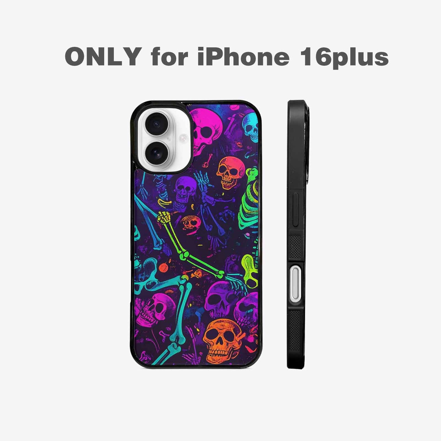 iPhone 16 Plus Case — Glowing Skeleton Pattern Hundreds Of Small, Original Design Phone Case