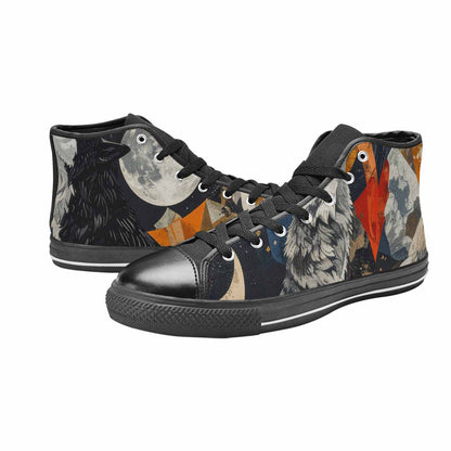 WOMEN'S Wolf Silhouette Moon High Top Canvas Aesthetic Custom Shoes