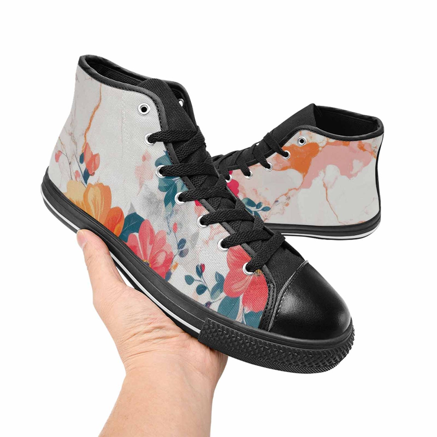 MEN'S Marble Floral High Top Canvas Y2K Shoes