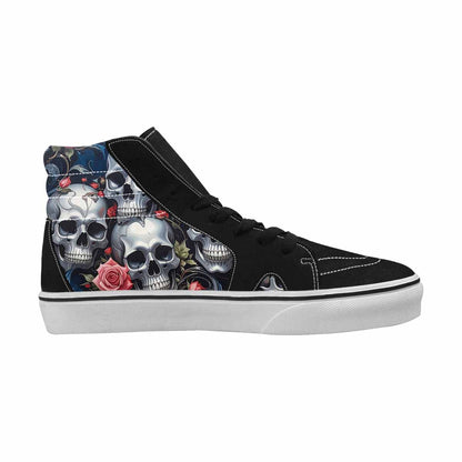 WOMEN'S Skulls Roses Chrome Airbrush High Top Canvas Wallpaper Art Custom Shoes