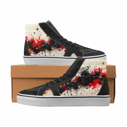 WOMEN'S Zodiac Black & Red Ink High Top Canvas Statement Grunge Custom Kicks