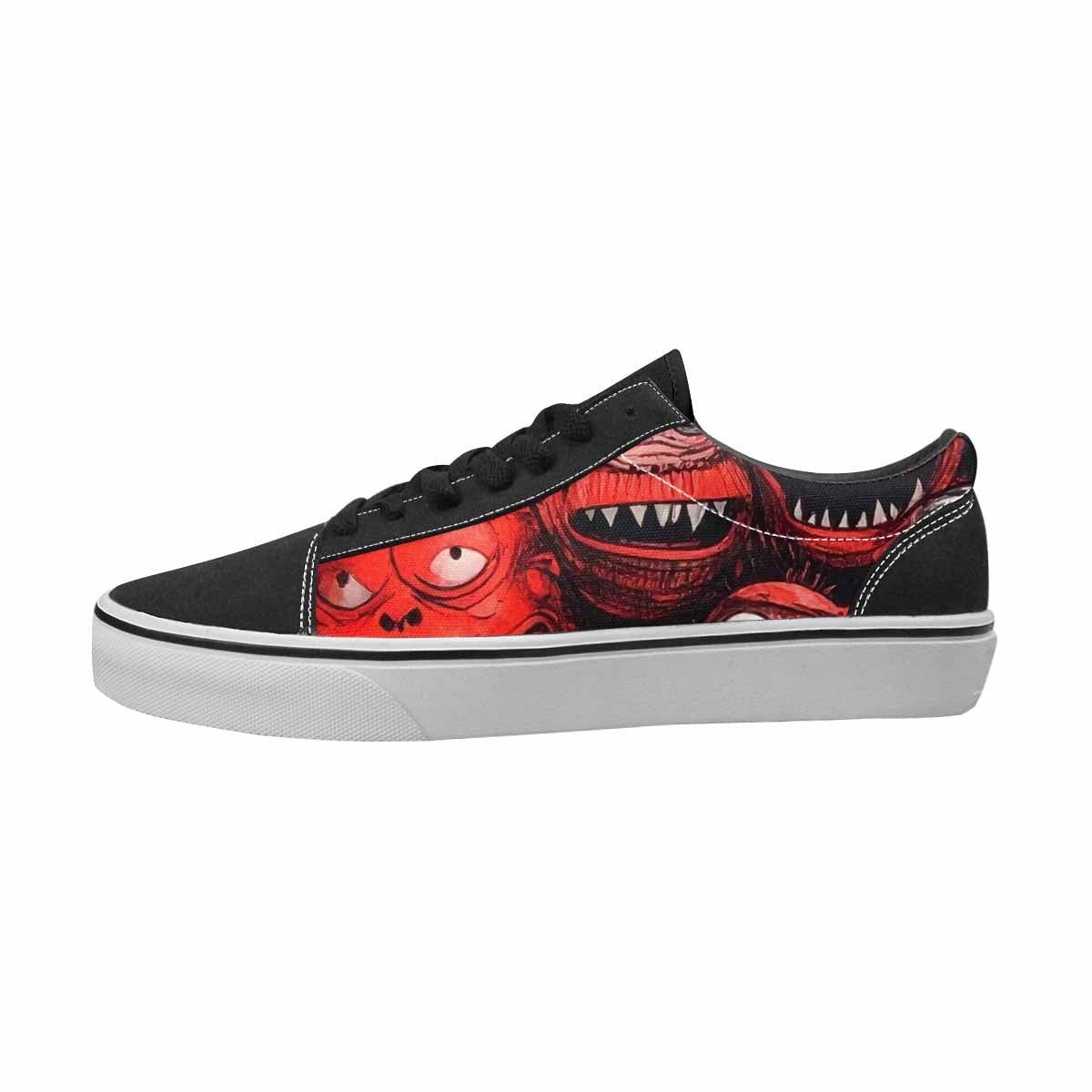 WOMEN'S Monsters Black & Red Ink Canvas Original Design Vibrant Chaos Custom Kicks