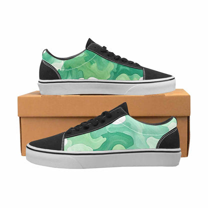 WOMEN'S Camo Mint Green White Canvas Lace-Up Cottagecore Shoes