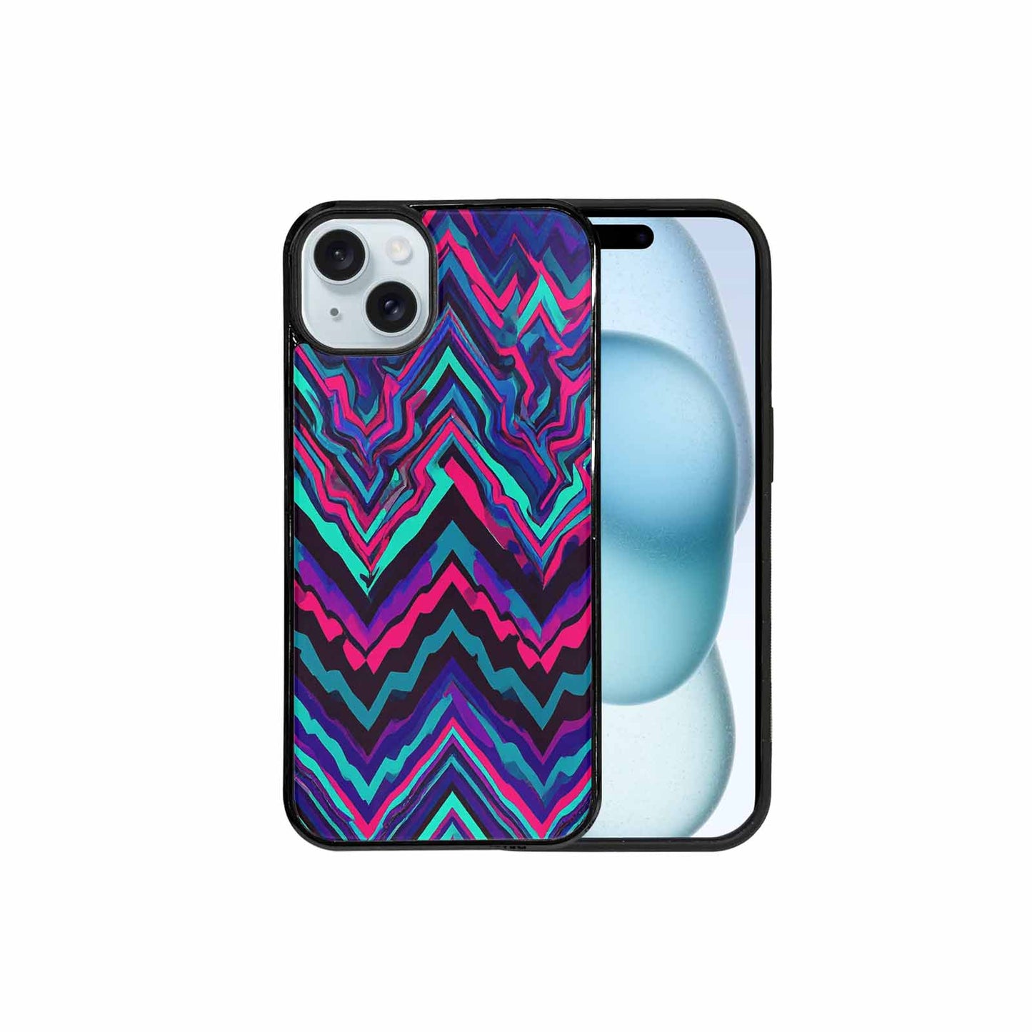 iPhone 15 Plus Case — Psychedelic Chevron Vortex, Custom Designed Case Cover