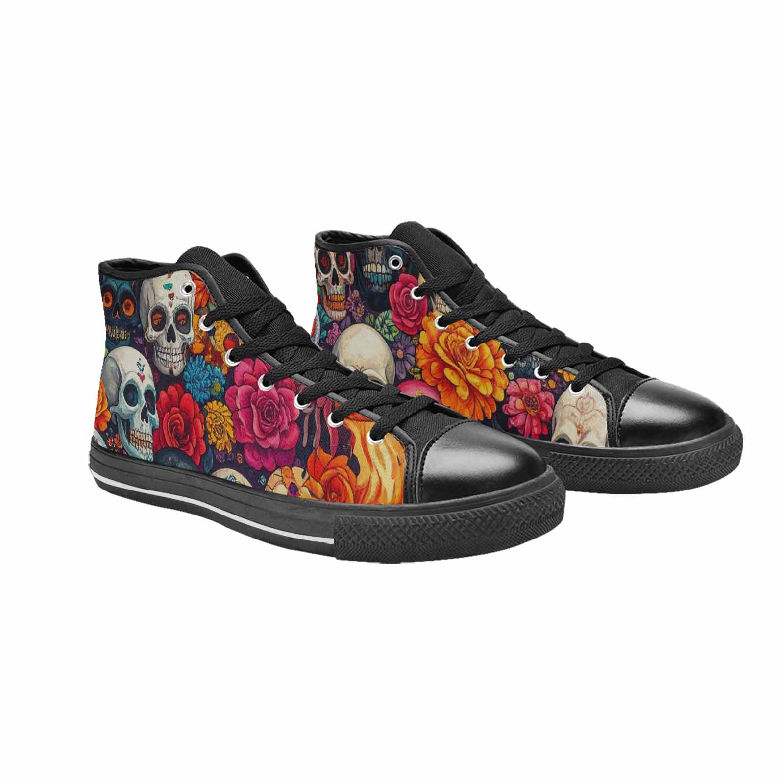 WOMEN'S Skull High Top Canvas Grunge Sneakers