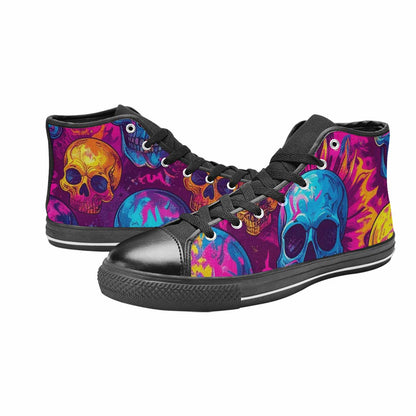 WOMEN'S Tie Dye Skulls Print High Top Canvas Aesthetic Custom Shoes