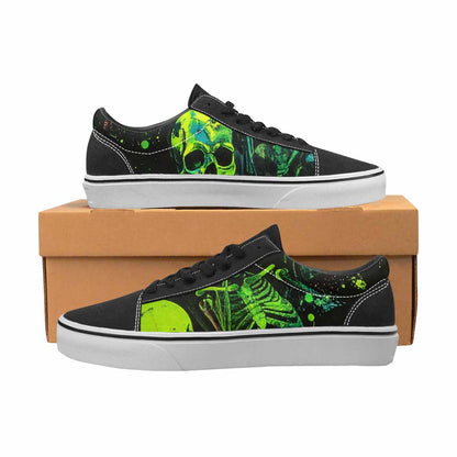 WOMEN'S Skeletons  Neon Green Lace-Up Canvas Kaleidoscope Sneakers