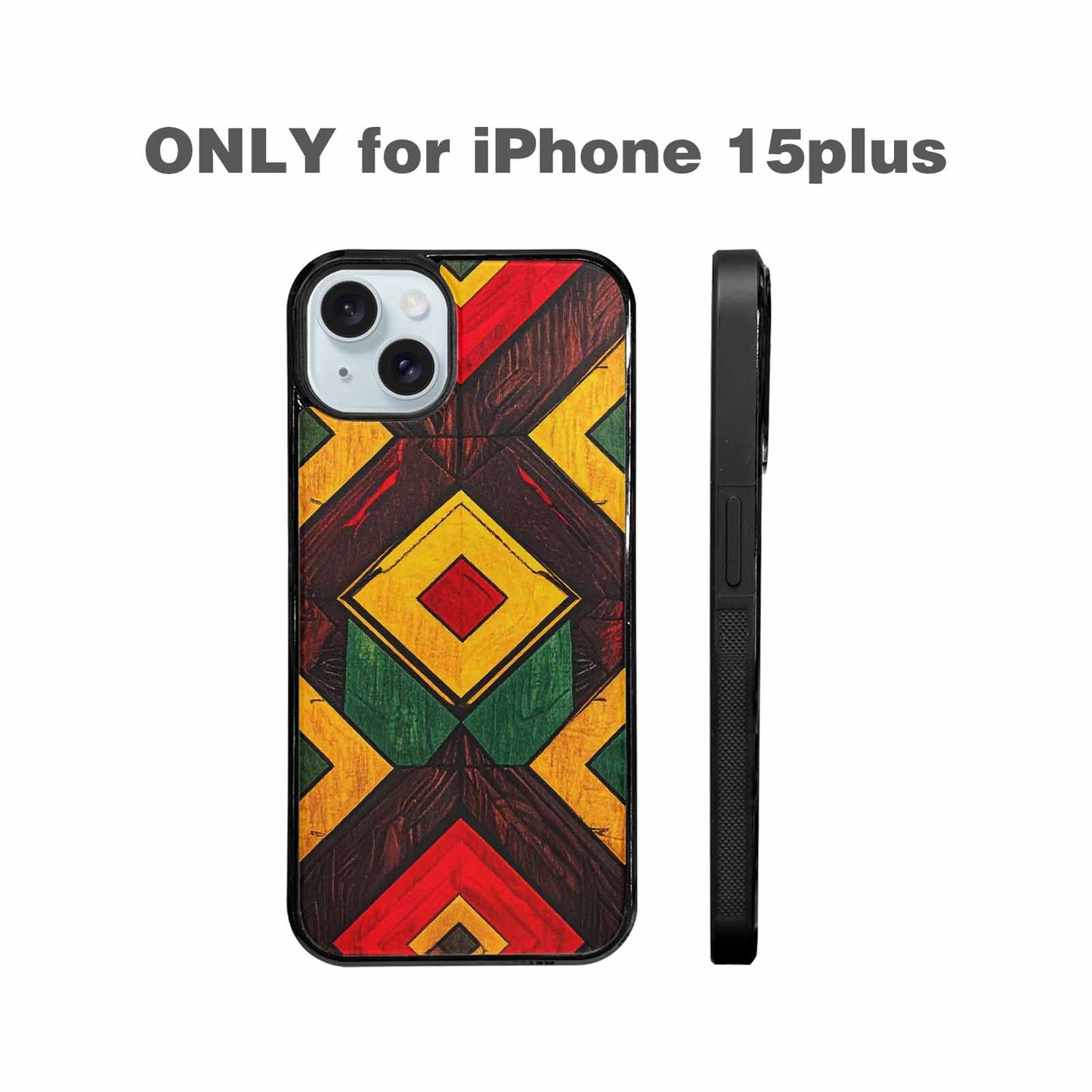 iPhone 15 Plus Case — African Kente Cloth Inspired Pattern Geometric, Custom Printed Phone Case