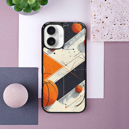 iPhone 16 Case — Basketball Pattern Court Lines And Balls, Custom Printed Phone Case