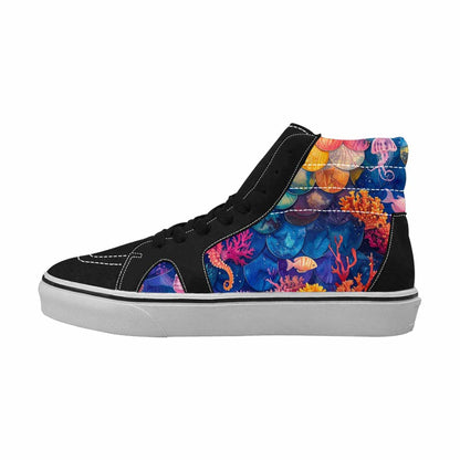 WOMEN'S Fish Scale Coral High Top Canvas Grunge Shoes