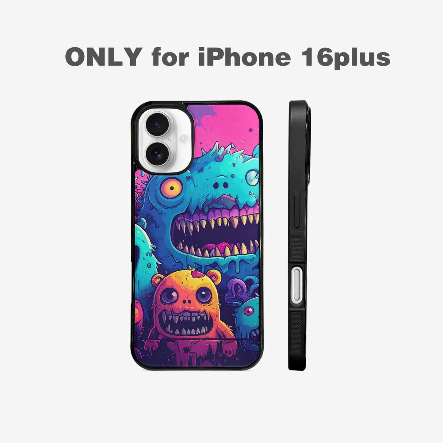 iPhone 16 Plus Case — Overlapping Endlessly No Empty Space Monsters, Customized Protective Case