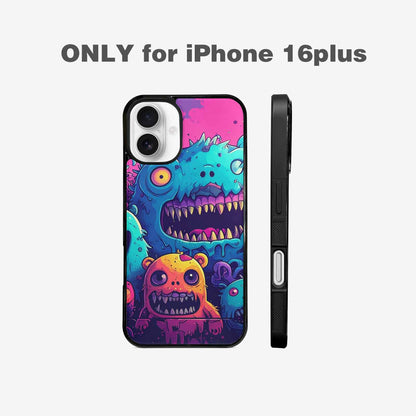 iPhone 16 Plus Case — Overlapping Endlessly No Empty Space Monsters, Customized Protective Case