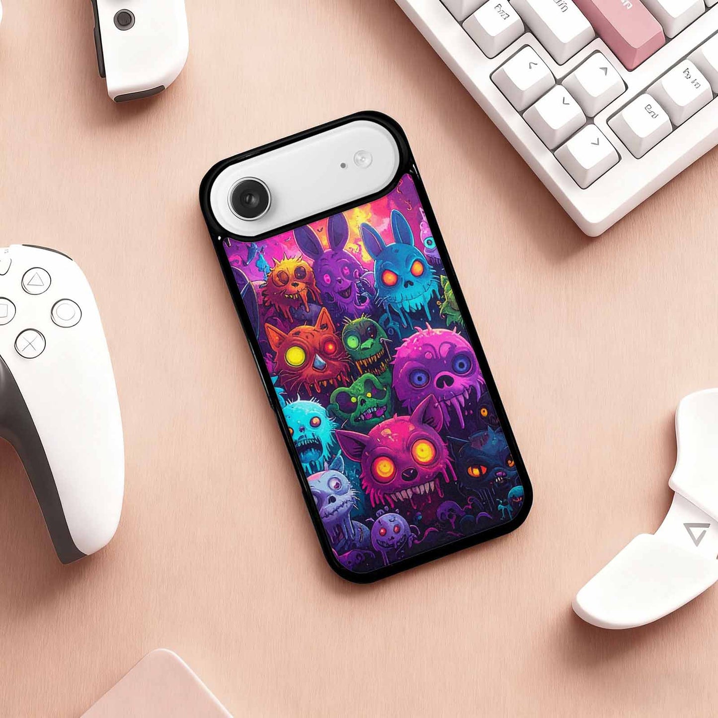 iPhone 17 Air Case — Mixed Toxic Glow Creature Pattern Cartoon, Custom Printed Phone Case
