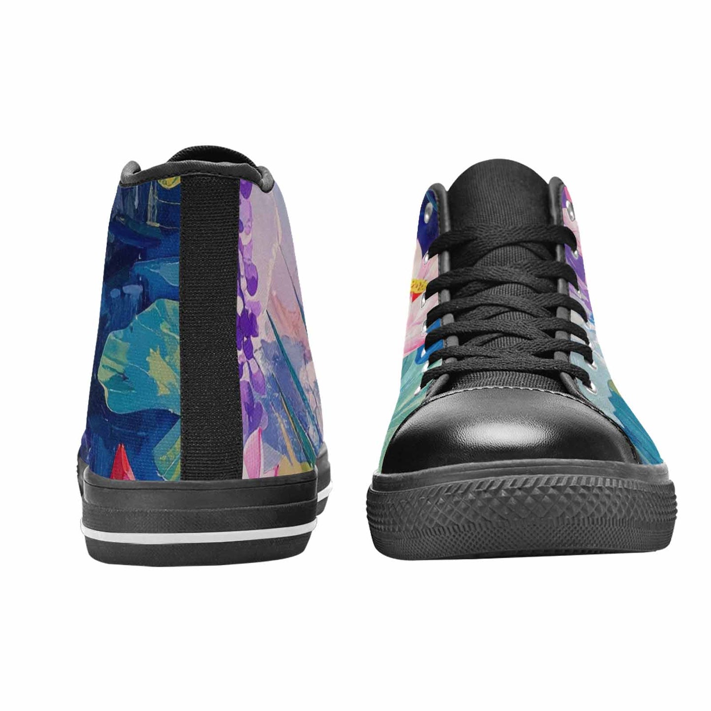 WOMEN'S Monet-Style Impressionist Water High Top Canvas Neon Fantasy Shoes