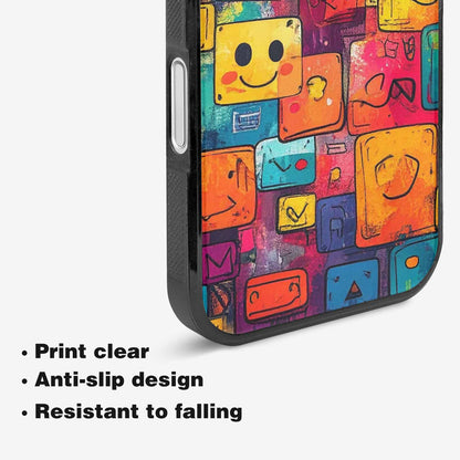 iPhone 16 Case — Hand Drawn Icon Doodle Pattern Hundreds, Custom Print Case Cover