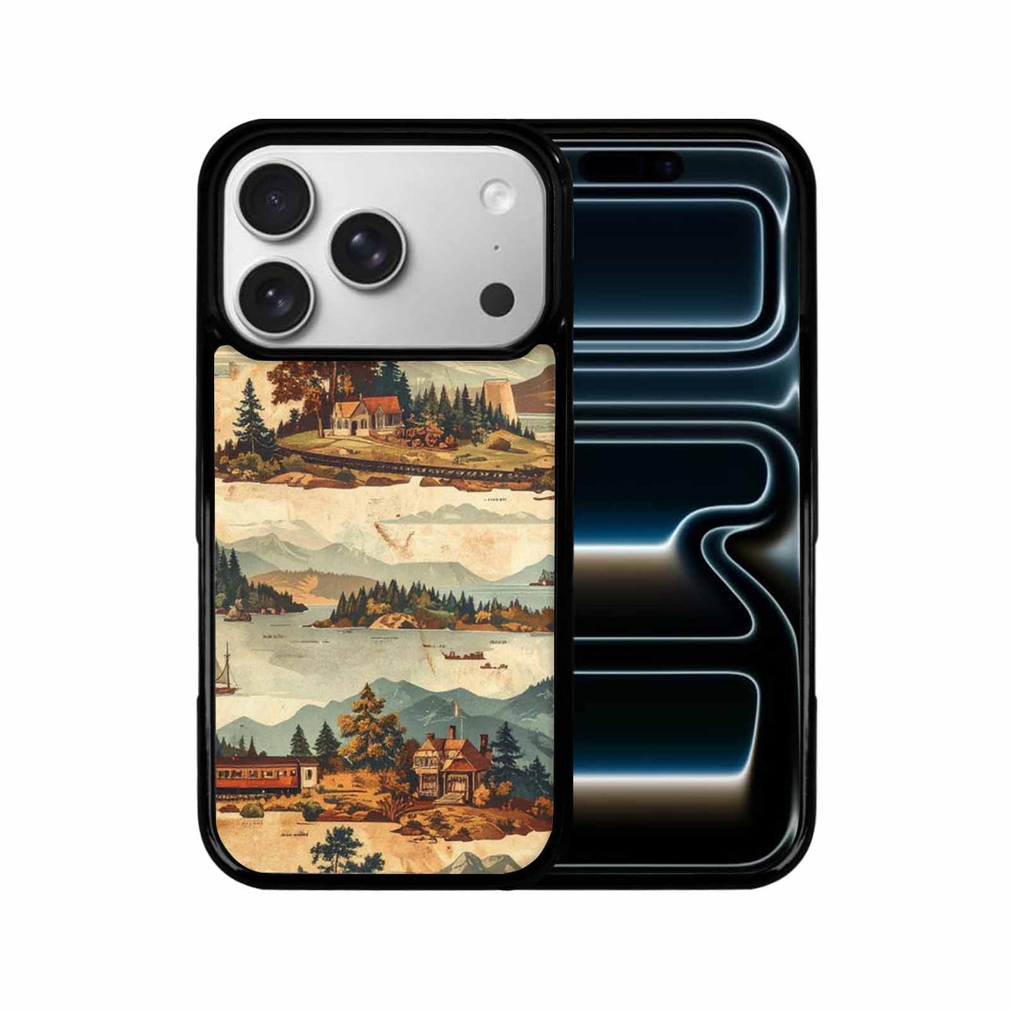 iPhone 17 Pro Case — Vintage Travel Artwork Pattern Retro Vintage, Personalized Phone Case