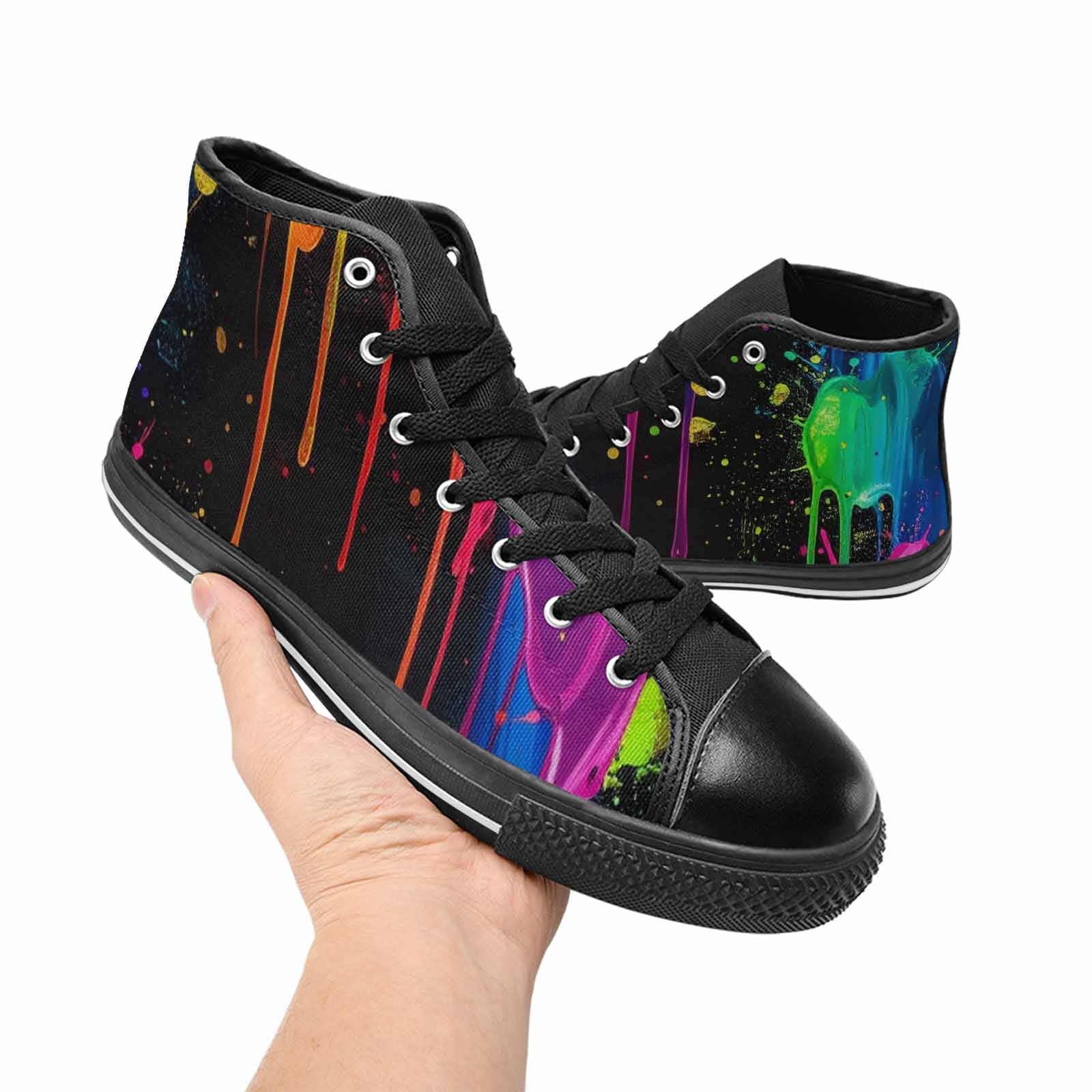 WOMEN'S Paint Splatter High Top Canvas Neon Fantasy Custom Shoes